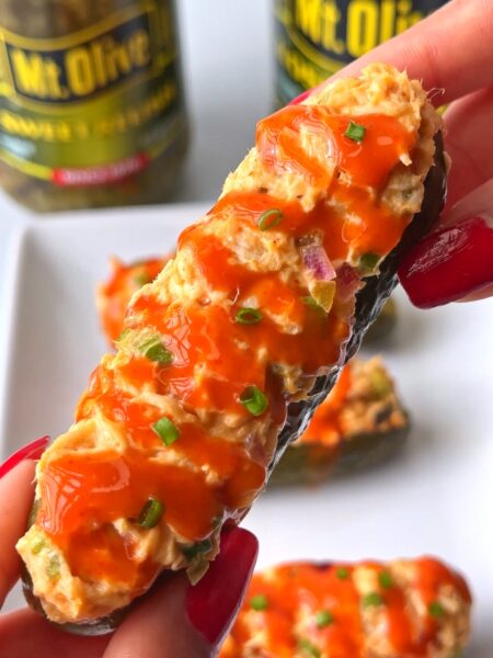 Hot Honey Chicken Salad Pickle Boats